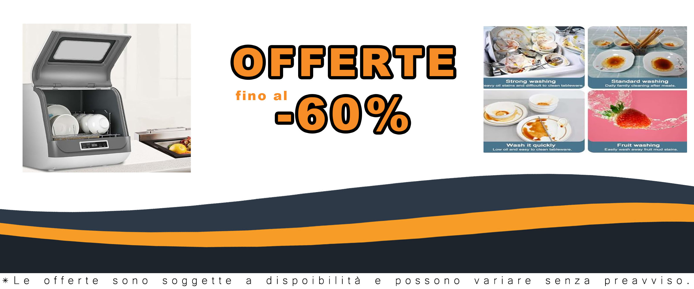 Mini Lavastoviglie compatta, efficiente e versatile per una pulizia profonda dei piatti con alta temperatura e 4 modalità di lavaggio.