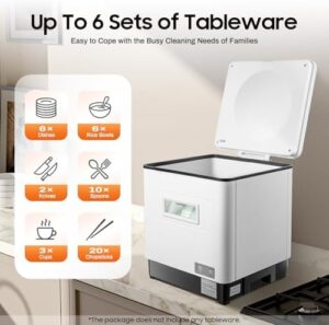 Mini lavastoviglie da tavolo 800 W, compatta e funzionale per piccoli spazi, perfetta per 6 set di piatti.