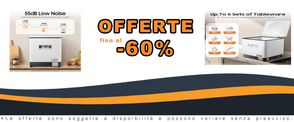 Mini lavastoviglie da tavolo 800 W, compatta e funzionale per piccoli spazi, perfetta per 6 set di piatti.