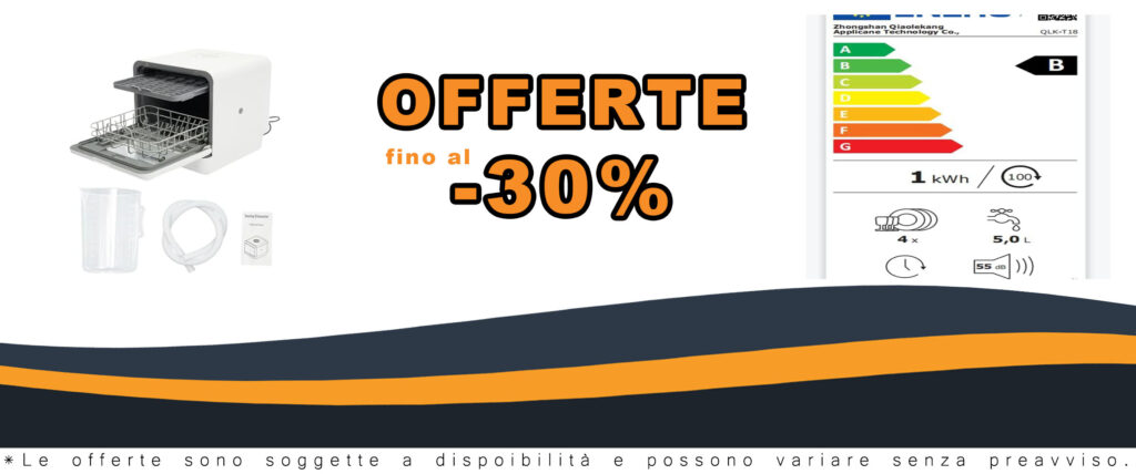 Mini lavastoviglie QLK-T18, ideale per ufficio, campeggio e camper, con o senza collegamento all’acqua