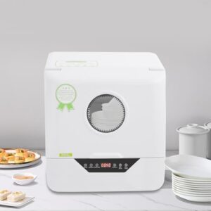 Lavastoviglie 800 W, mini lavastoviglie con 4 programmi, indicatore LED, IPX1, ideale per appartamenti e camper