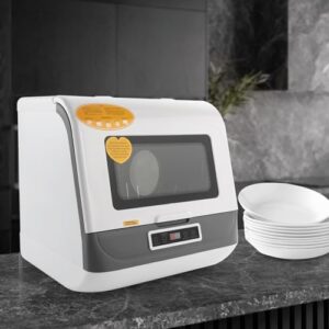 Mini lavastoviglie da tavolo compatta, perfetta per appartamenti piccoli e cucine strette.