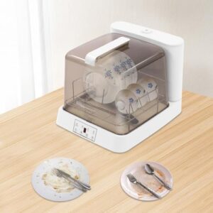 WOLEGM Mini lavastoviglie, compatta e versatile, perfetta per piccoli appartamenti e case, con 3 programmi di lavaggio e ugello girevole a 360°.