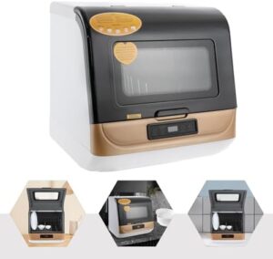 Lavastoviglie da tavolo Gold Modern Rettangle in acciaio inox, con controllo touch e potenza di 800 W, ideale per cucine con poco spazio.