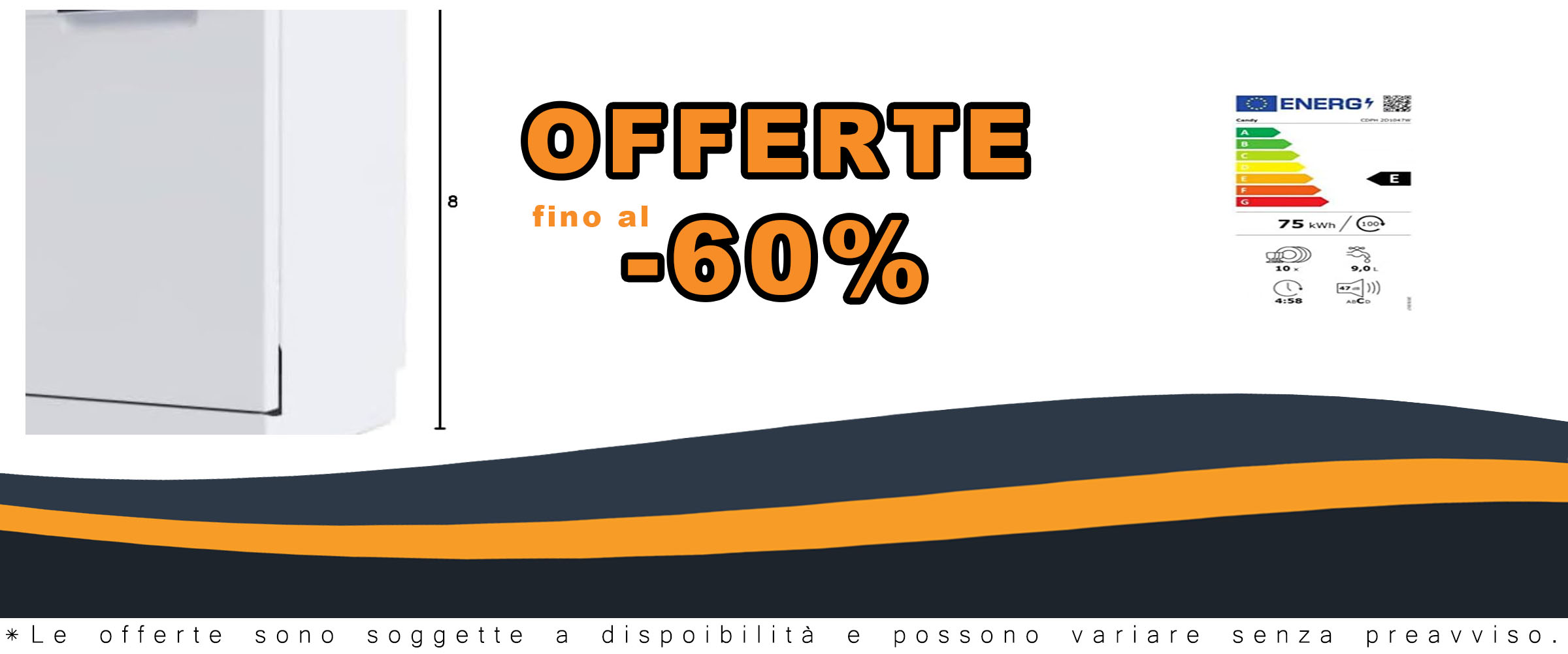 CANDY Lave-vaisselle CDPH2D1047W in funzione, lavando piatti con prestazioni elevate e silenziose