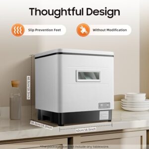 TESUGN Mini lavastoviglie bianca, compatta e a 360°, ideale per casa, ufficio e campeggio.