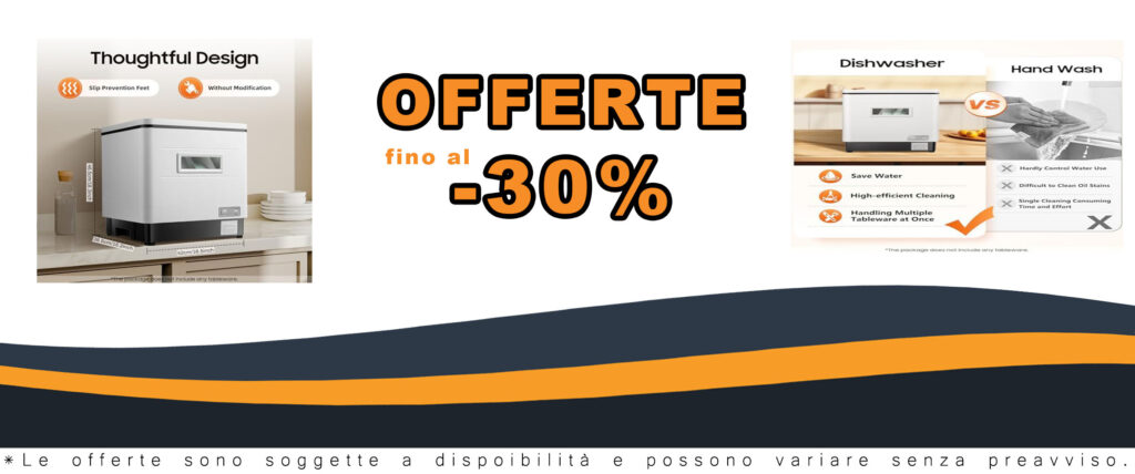 TESUGN Mini lavastoviglie bianca, compatta e a 360°, ideale per casa, ufficio e campeggio.