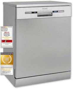 Lavastoviglie Exquisit GSP9313-030E in argento, vista laterale, con design moderno e funzionalità avanzate.
