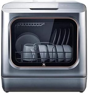 Lavastoviglie da tavola completamente automatica con capacità per 7 coperti, 1200W e pulsante a 360 gradi, perfetta per piccole cucine.
