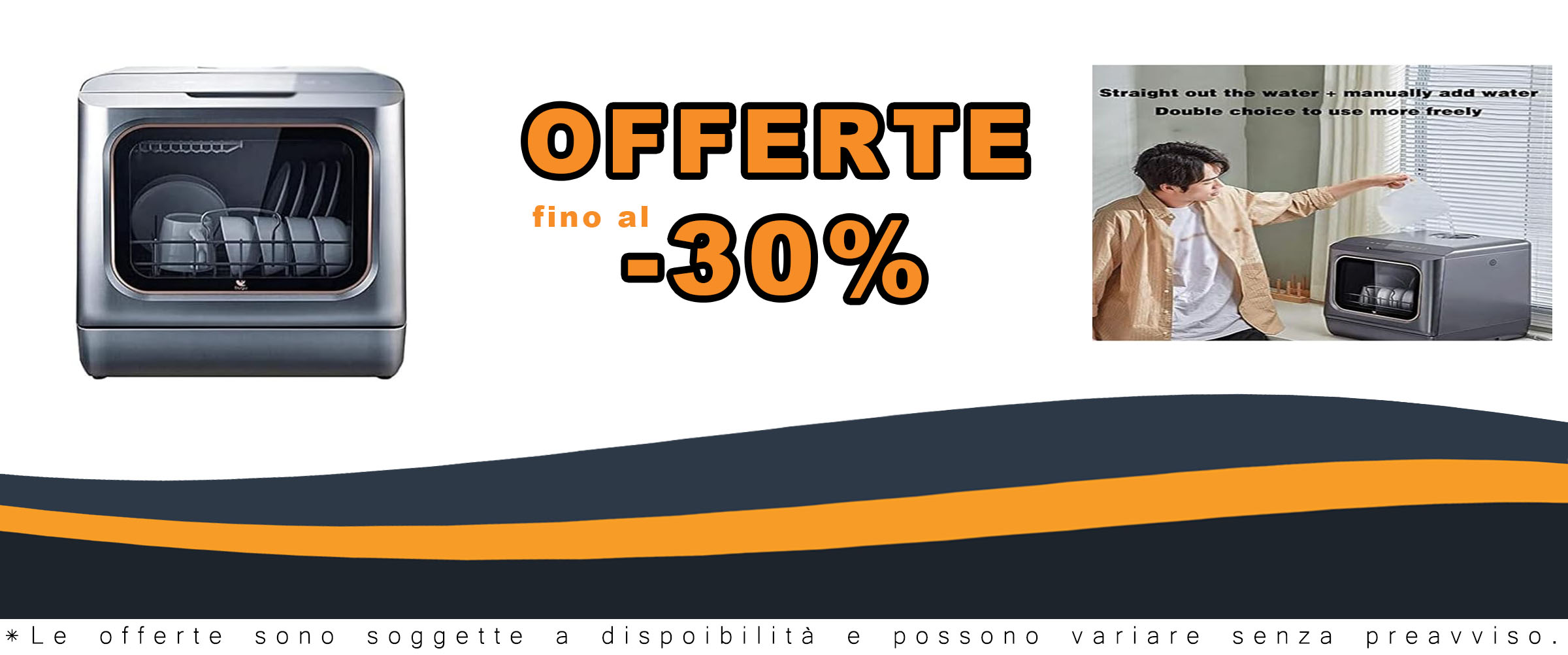 Lavastoviglie da tavola completamente automatica con capacità per 7 coperti, 1200W e pulsante a 360 gradi, perfetta per piccole cucine.