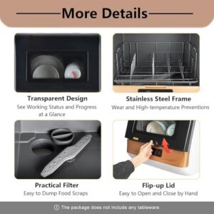 MhWrughts Lavastoviglie Portatile, modello BlackandGold, perfetta per piccole cucine e spazi ridotti.