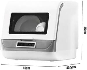 Mini lavastoviglie portatile con controllo touch, display LED e serbatoio acqua integrato, ideale per appartamenti e campeggio.
