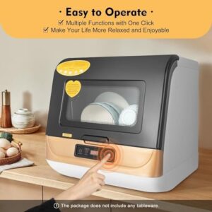 Mini lavastoviglie portatile da appoggio, comoda e potente con 4 programmi di lavaggio e asciugatura all'aria.