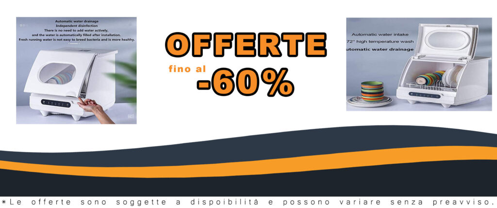 Lavastoviglie da tavolo portatile in acciaio inox, ideale per appartamenti e uffici, con 6 coperti e partenza ritardata.
