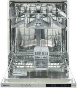 Lavastoviglie Finlux FXYI13MDS a scomparsa totale con partenza ritardata, perfetta per famiglie di medie dimensioni.