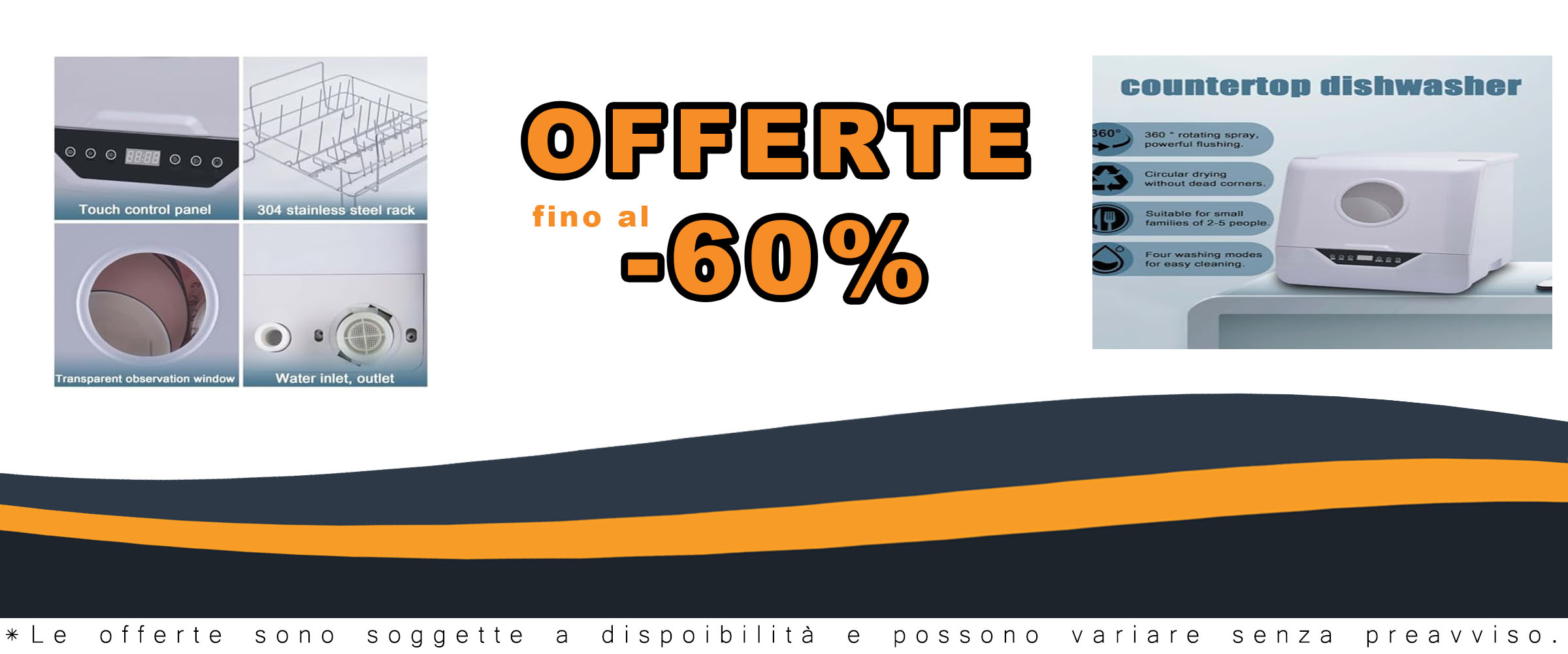 Lavastoviglie portatile da tavolo con 3 modalità di lavaggio e alta temperatura, ideale per piccole case e appartamenti.