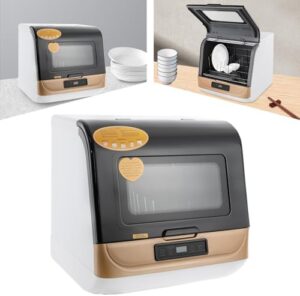 Mini lavastoviglie portatile in oro, ideale per appartamenti e dormitori, con controllo touch per un uso facile e intuitivo