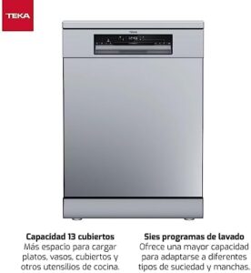 Lavastoviglie Teka DFS 26650 SS in acciaio inossidabile, senza installazione, con 6 programmi di lavaggio e funzione Whisper