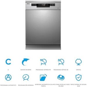 Lavastoviglie Edesa EDW-6242 X con 7 programmi di lavaggio e finitura in acciaio inox grigio