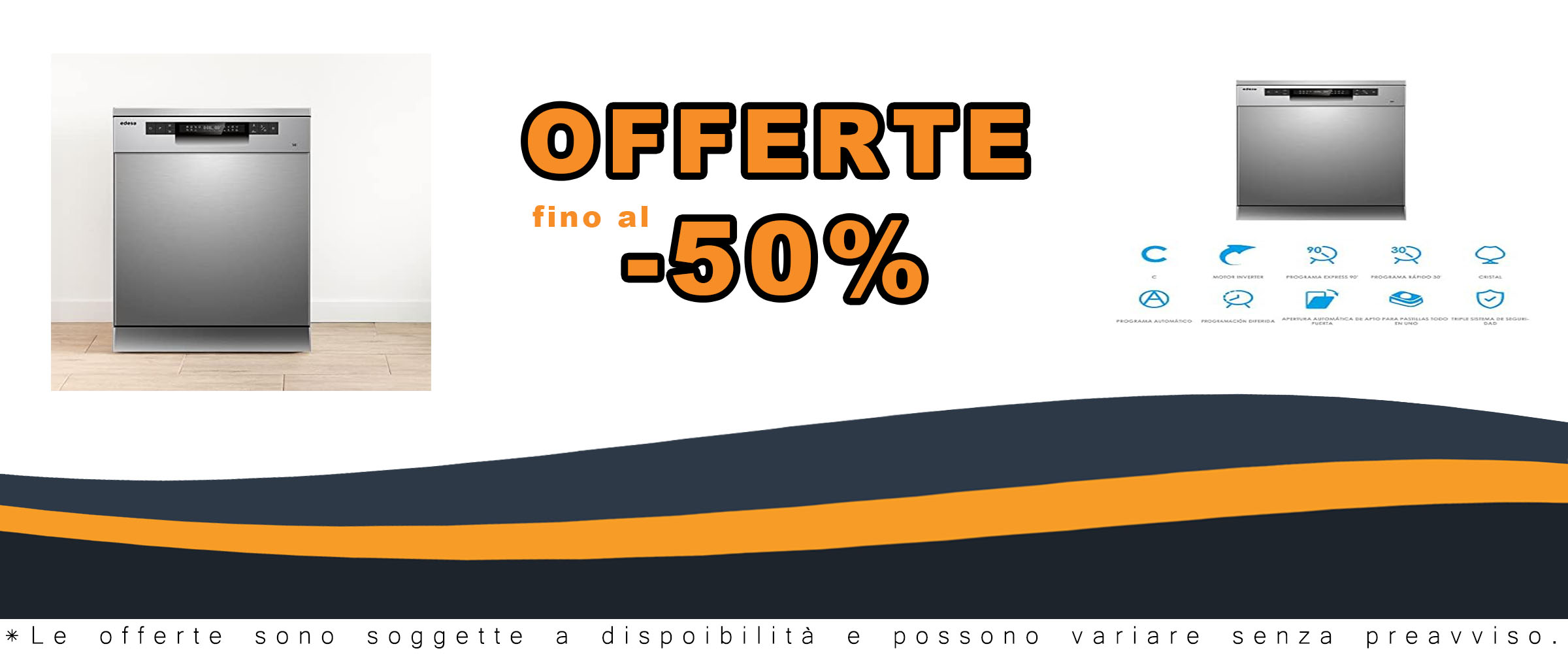 Lavastoviglie Edesa EDW-6242 X con 7 programmi di lavaggio e finitura in acciaio inox grigio