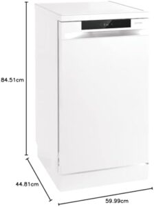 Lavastoviglie Gorenje GS 541D10 W, modello Advanced Line in bianco, vista frontale con 11 coperti e classe energetica A++
