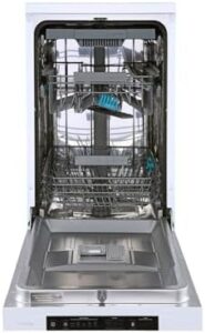 Lavastoviglie Gorenje GS 541D10 W, modello Advanced Line in bianco, vista frontale con 11 coperti e classe energetica A++