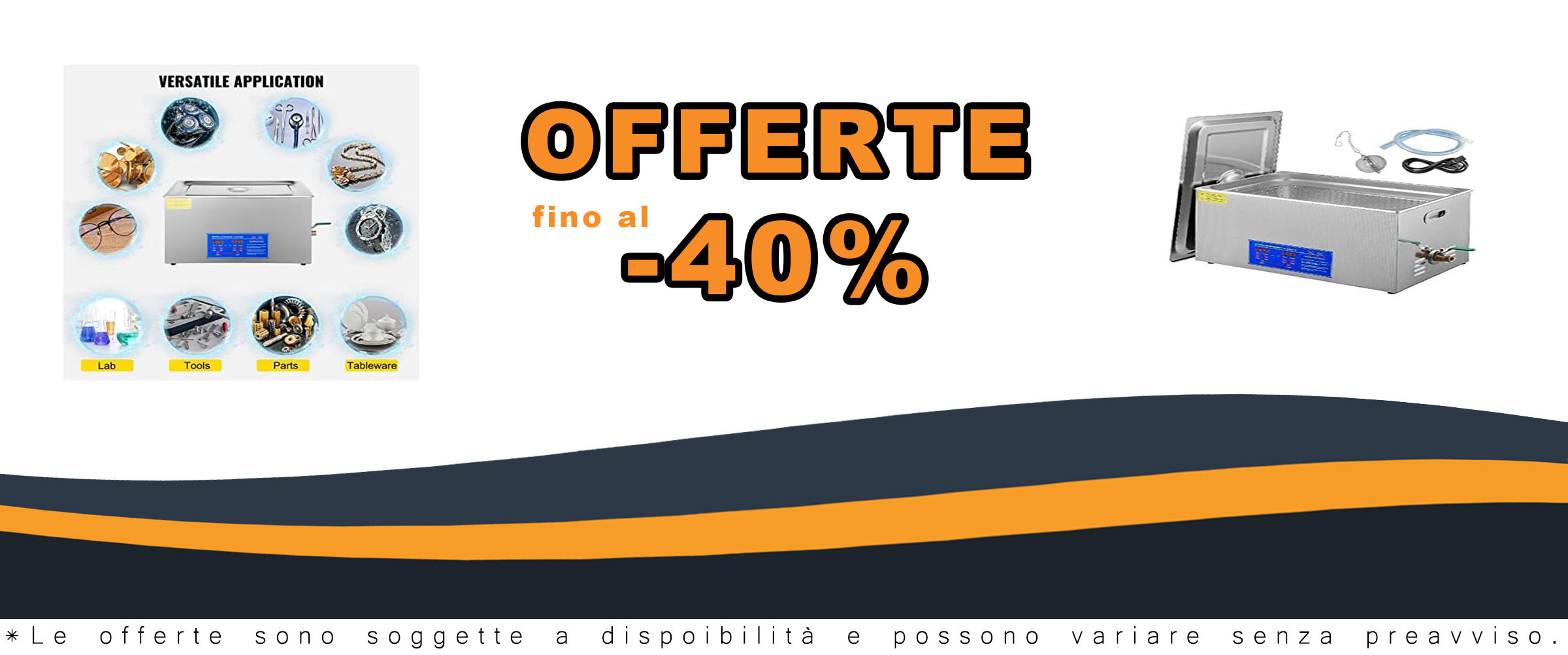 Pulitore ad Ultrasuoni Lave-Dishes disponibile in diverse capacità, ideale per piatti e utensili delicati