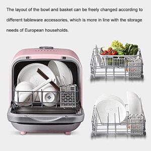 Lavastoviglie compatta da tavolo rosa con 4 programmi e consumo ridotto d'acqua