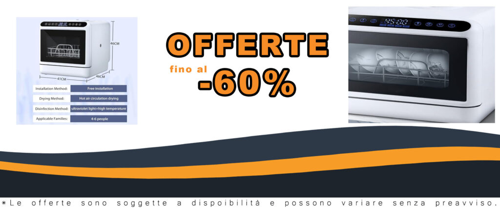 MhWrughts Lavastoviglie Portatile, compatta e pratica, ideale per cucine di appartamenti e camper, con 6 programmi di lavaggio e serbatoio da 5 litri.