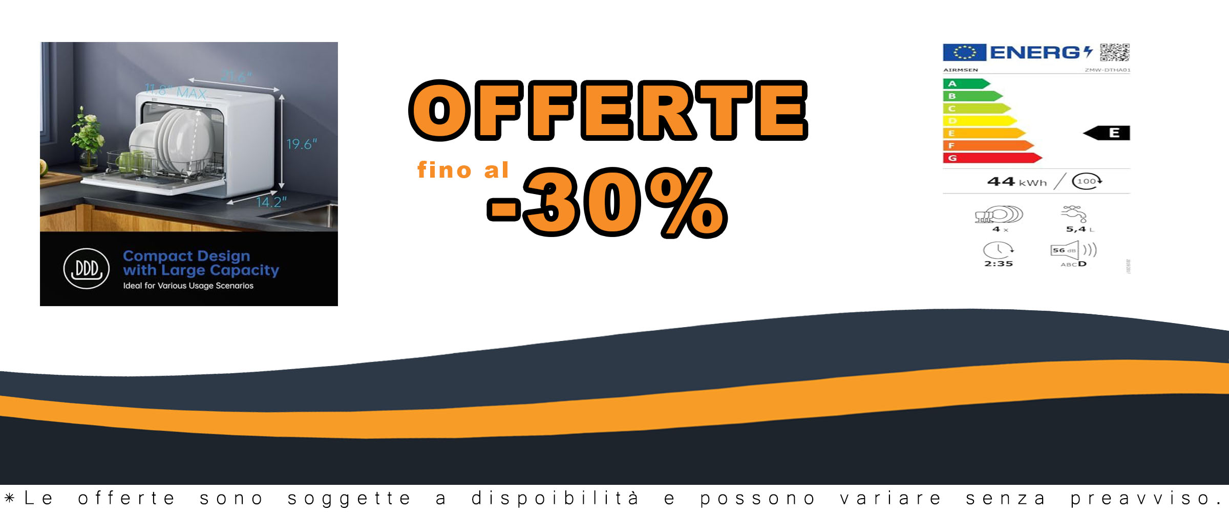 Mini lavastoviglie da tavolo con 7 programmi e serbatoio d'acqua integrato, ideale per spazi ristretti.