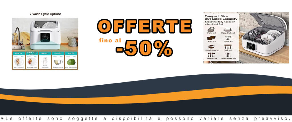 Lavastoviglie portatile compatta da appoggio, ideale per spazi ridotti, con 7 programmi di lavaggio e iniezione automatica dell'acqua per 4 set di stoviglie