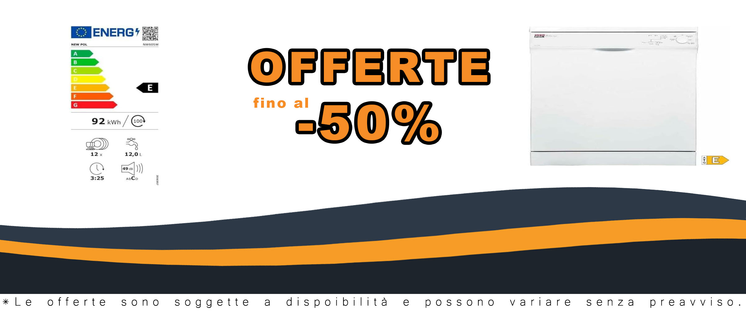 NEW POL Lavastoviglie 12 Posate con 5 programmi e funzione Self Clean