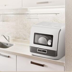 Linmeas-753 Lavastoviglie da Tavolo compatta, ideale per casa, appartamenti e camper, con tecnologia ad ultrasuoni e asciugatura automatica  