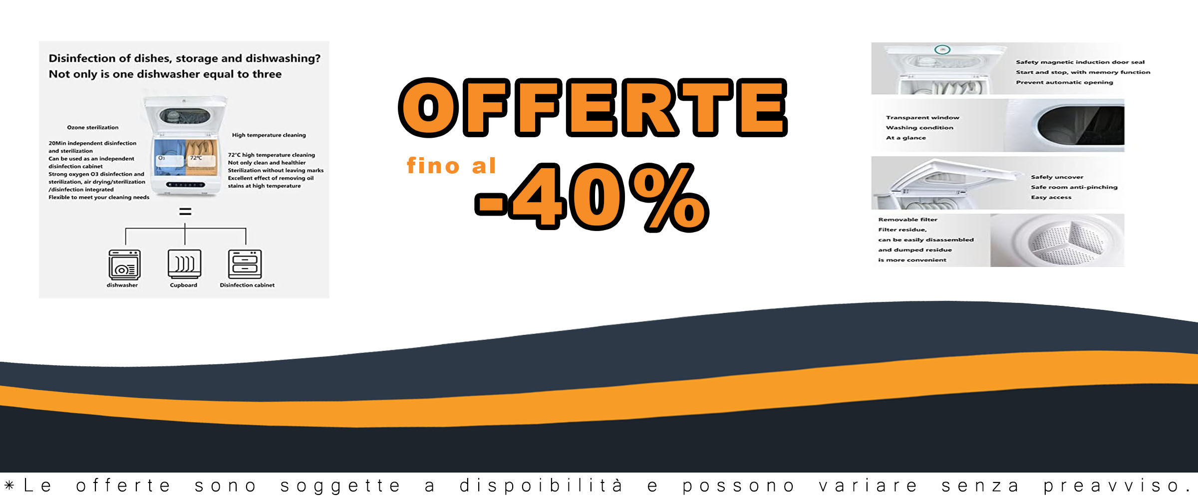 BLUNOA Lavastoviglie da Tavolo compatta con 6 impostazioni e 4 programmi, perfetta per piccole cucine e appartamenti.