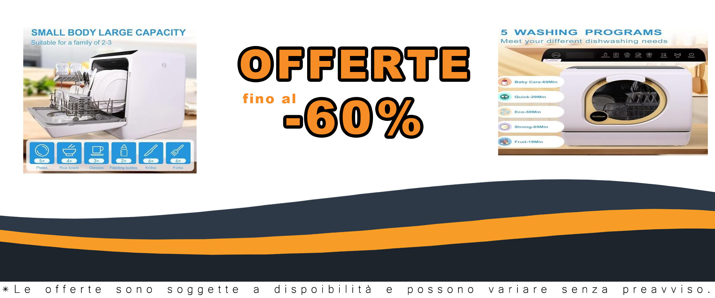 Lavastoviglie compatta da appoggio con serbatoio d'acqua, ideale per appartamenti e uffici