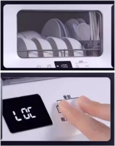Immagine di una lavastoviglie da tavolo compatta, ideale per casa, appartamenti e camper, con asciugatura automatica.
