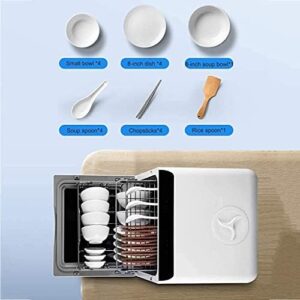 Lavastoviglie compatta da tavolo, perfetta per appartamenti e uffici, con 4 posti per rack e cestino.