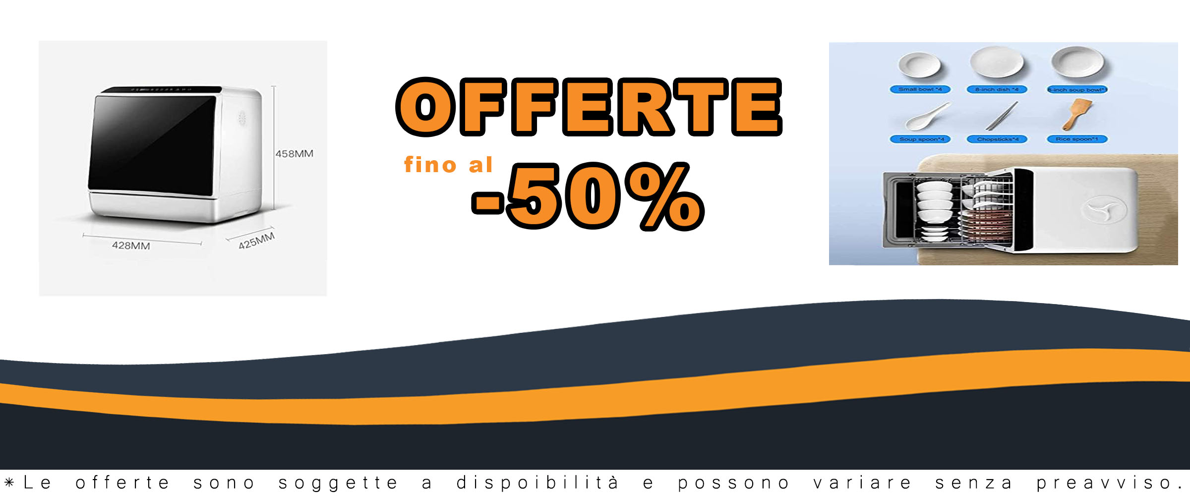 Lavastoviglie compatta da tavolo, perfetta per appartamenti e uffici, con 4 posti per rack e cestino.