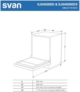 Lavastoviglie Svan SJ94500ED 45 cm, compatta e potente, con display a LED e funzione Stop&Go