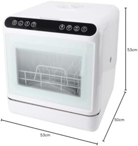 Mini lavastoviglie portatile 1000 W in acciaio inox e ABS, con modalità multiple e design compatto.