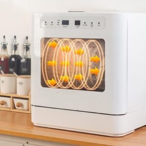 Lavastoviglie da tavolo automatica, ideale per 8 persone, con grande capacità e senza bisogno di installazione