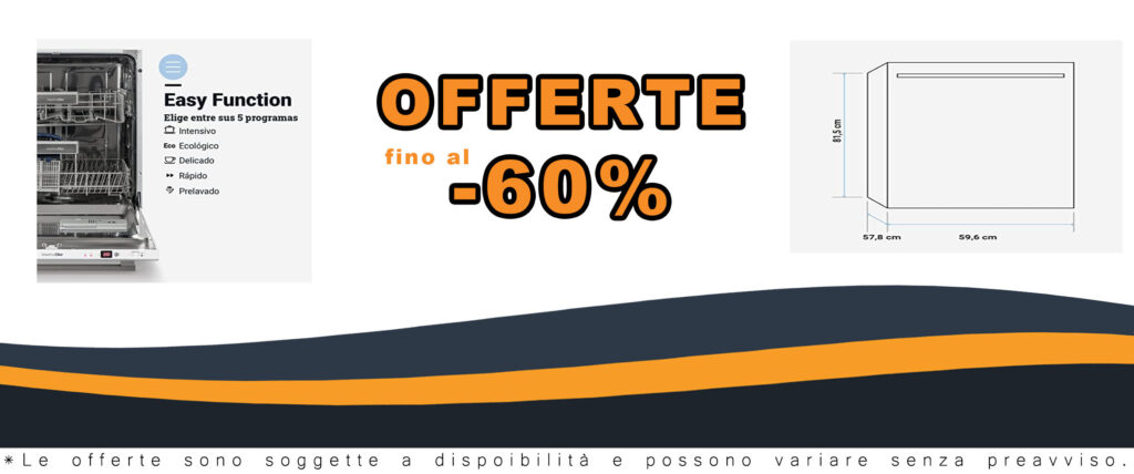 Lavastoviglie UNIVERSALBLUE in vetro bianco semi-integrabile, 60 cm, con 5 programmi di lavaggio e 12 coperti.
