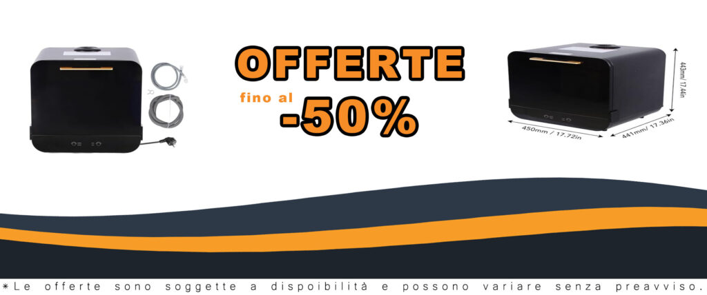 Lavastoviglie portatile da appoggio, mini lavastoviglie compatta con alta temperatura di asciugatura e 850W di potenza per appartamenti e case con spazi ridotti.