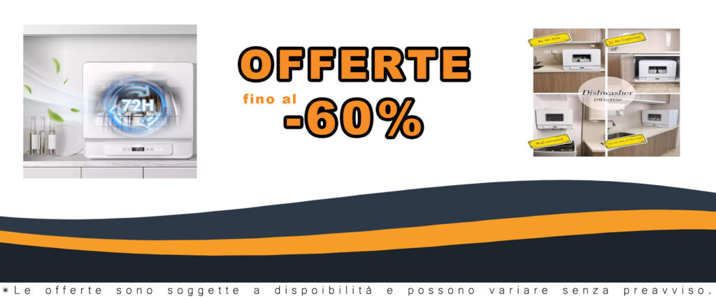 Lavastoviglie da appoggio automatica compatta con sistema UV per una pulizia superiore e consumo energetico ridotto.