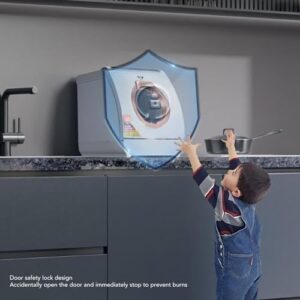 Lavastoviglie compatta da appoggio QLK T03, ideale per piccoli spazi e uffici con finestra panoramica e serratura di sicurezza