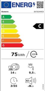 Siemens SX75ZX49CE iQ500 - Lavastoviglie completamente integrata, colore nero, dotata di tecnologia Wi-Fi e asciugatura Zeolite.