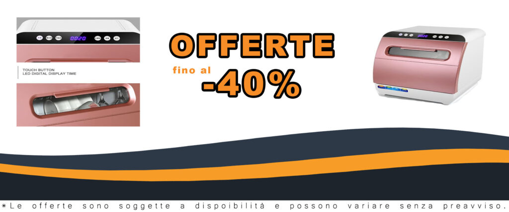Lavastoviglie indipendente automatica con display LED, bracci irroratori a 360° e asciugatura rapida, perfetta per uso domestico.
