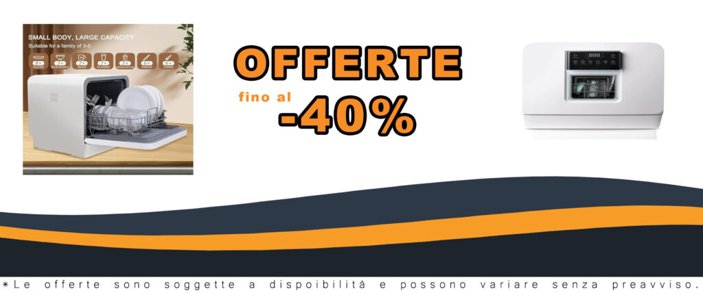 Lavastoviglie portatile con serbatoio acqua, blocco bambini e asciugatura a caldo, ideale per piccole cucine e spazi limitati.