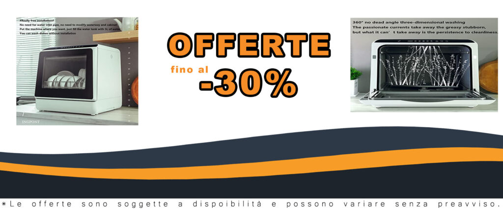 Mini lavastoviglie da tavolo compatta, ideale per lavare piatti e frutta, senza installazione, con disinfezione ad alta temperatura.
