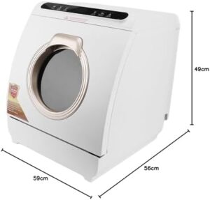 Mini lavastoviglie portatile compatta con serratura di sicurezza e capacità per 8 persone, ideale per appartamenti e uffici.